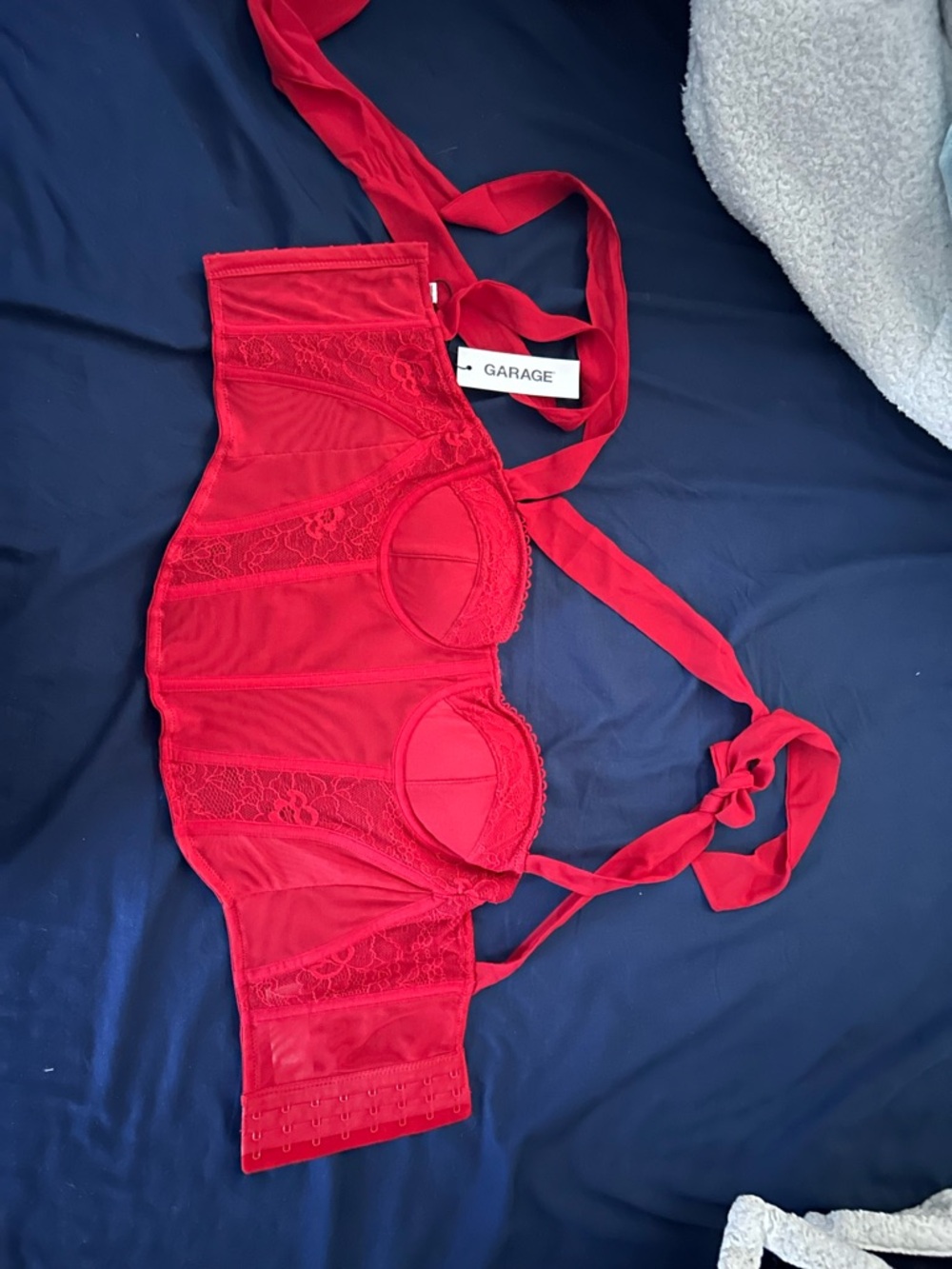 Garage Red Lace Longline Bustier Bralette